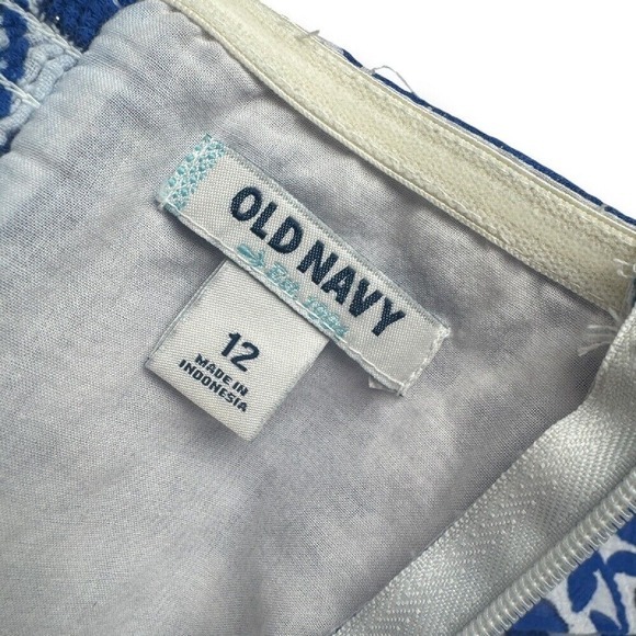 Old Navy Strapless Dress Womens Size 12 Bird Print Blue White Summer Cottagecore - Picture 4 of 12